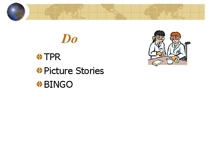 Do TPR Picture Stories BINGO 