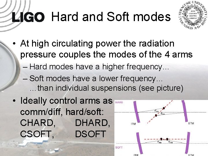 Hard and Soft modes • At high circulating power the radiation pressure couples the