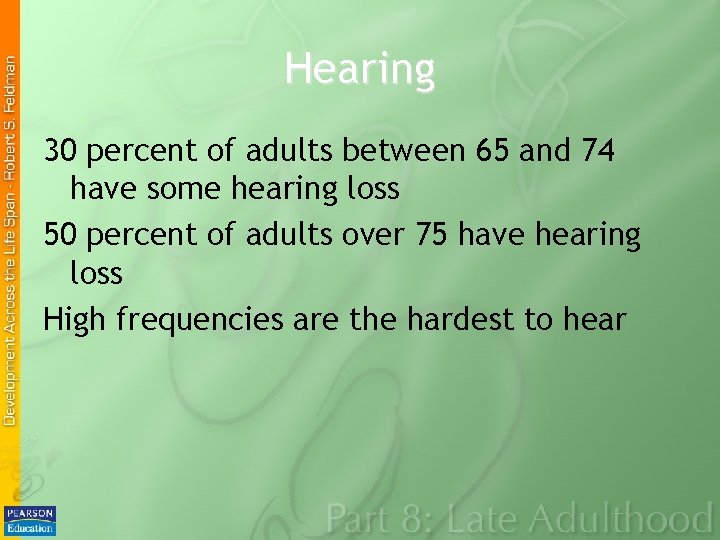 Hearing 30 percent of adults between 65 and 74 have some hearing loss 50