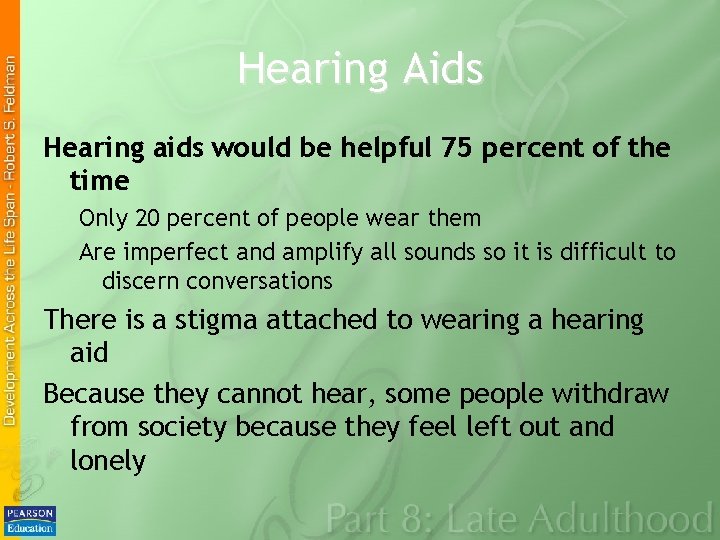 Hearing Aids Hearing aids would be helpful 75 percent of the time Only 20