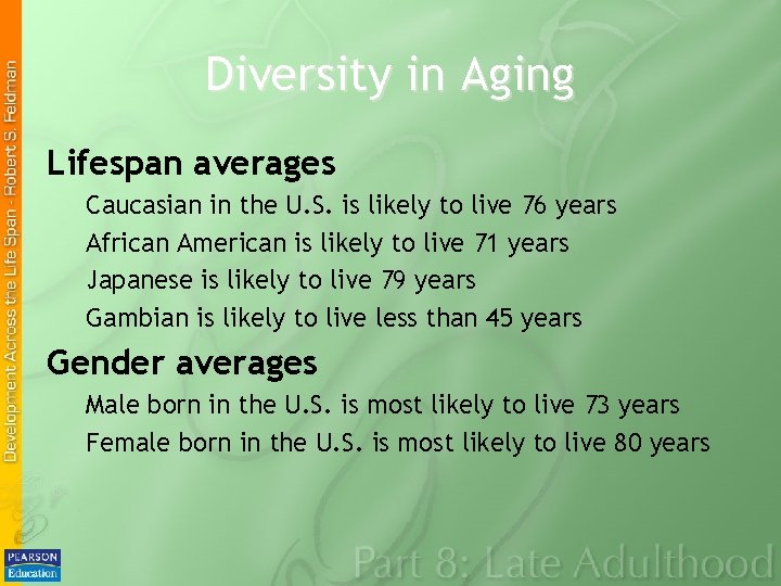 Diversity in Aging Lifespan averages Caucasian in the U. S. is likely to live