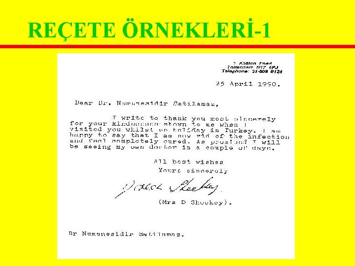 REÇETE ÖRNEKLERİ-1 REÇETE ÖRNEKLERİ-1