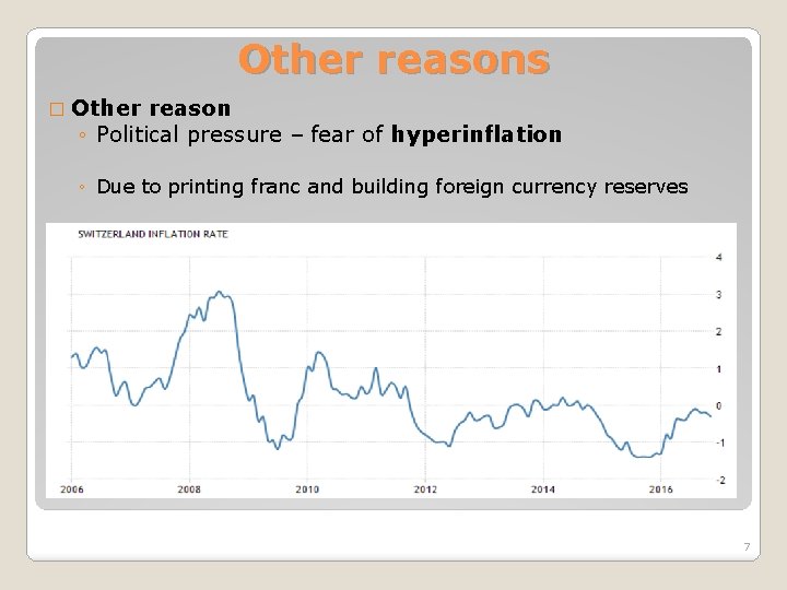 Other reasons � Other reason ◦ Political pressure – fear of hyperinflation ◦ Due