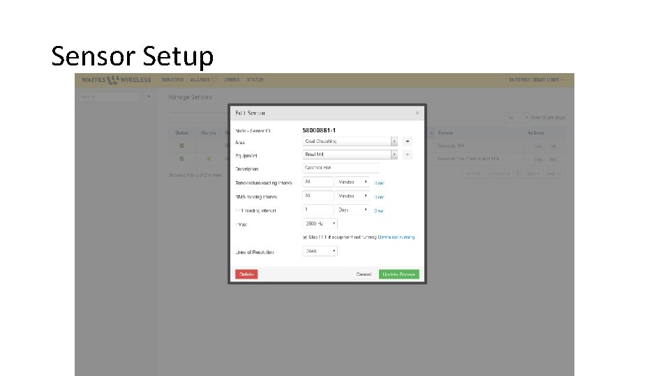 Sensor Setup 