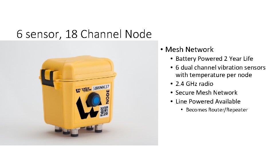 6 sensor, 18 Channel Node • Mesh Network • Battery Powered 2 Year Life