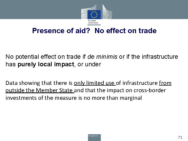 Presence of aid? No effect on trade No potential effect on trade if de
