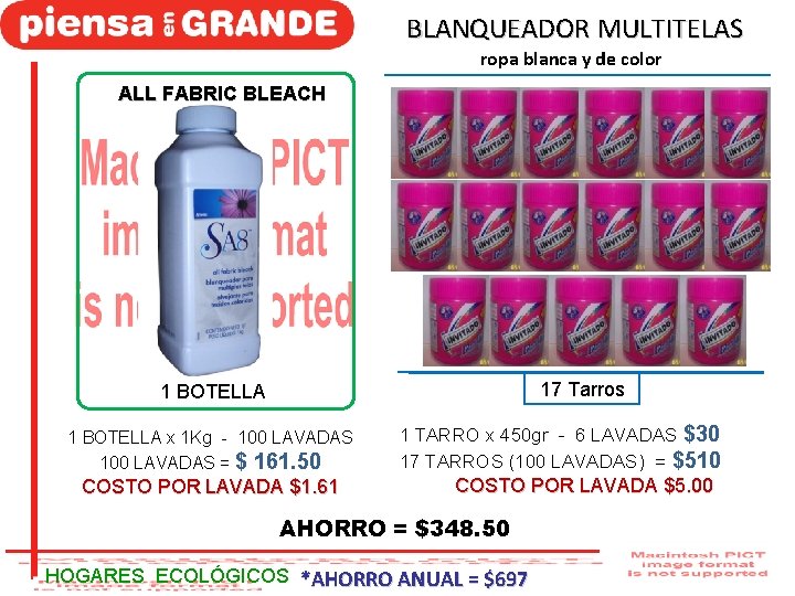 BLANQUEADOR MULTITELAS ropa blanca y de color ALL FABRIC BLEACH 17 Tarros 1 BOTELLA BLANQUEADOR MULTITELAS ropa blanca y de color ALL FABRIC BLEACH 17 Tarros 1 BOTELLA