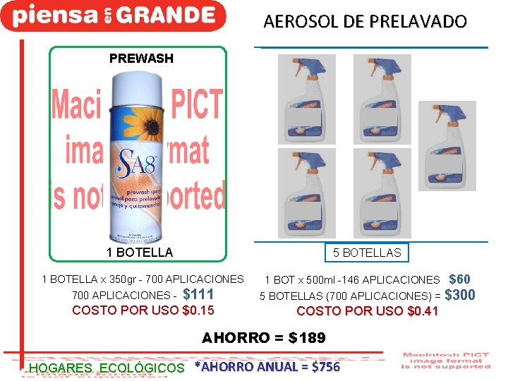 AEROSOL DE PRELAVADO PREWASH 1 BOTELLA 5 BOTELLAS 1 BOTELLA x 350 gr - AEROSOL DE PRELAVADO PREWASH 1 BOTELLA 5 BOTELLAS 1 BOTELLA x 350 gr -