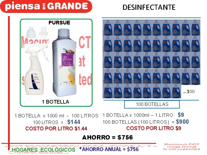 DESINFECTANTE PURSUE … 100 1 BOTELLA 100 BOTELLAS 1 BOTELLA x 1000 ml - DESINFECTANTE PURSUE … 100 1 BOTELLA 100 BOTELLAS 1 BOTELLA x 1000 ml -