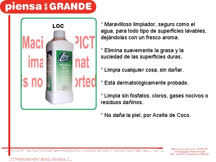 LOC * Maravilloso limpiador, seguro como el agua, para todo tipo de superficies lavables, LOC * Maravilloso limpiador, seguro como el agua, para todo tipo de superficies lavables,