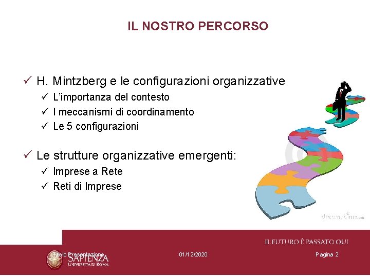 IL NOSTRO PERCORSO ü H. Mintzberg e le configurazioni organizzative ü L’importanza del contesto