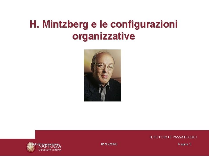 H. Mintzberg e le configurazioni organizzative Titolo Presentazione 01/12/2020 Pagina 3 