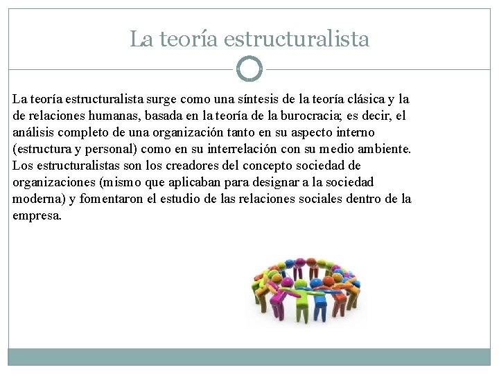 La teoría estructuralista surge como una síntesis de la teoría clásica y la de La teoría estructuralista surge como una síntesis de la teoría clásica y la de