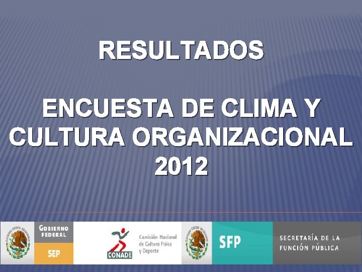 RESULTADOS ENCUESTA DE CLIMA Y CULTURA ORGANIZACIONAL 2012 