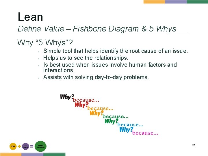 Lean Define Value – Fishbone Diagram & 5 Whys Why “ 5 Whys”? §