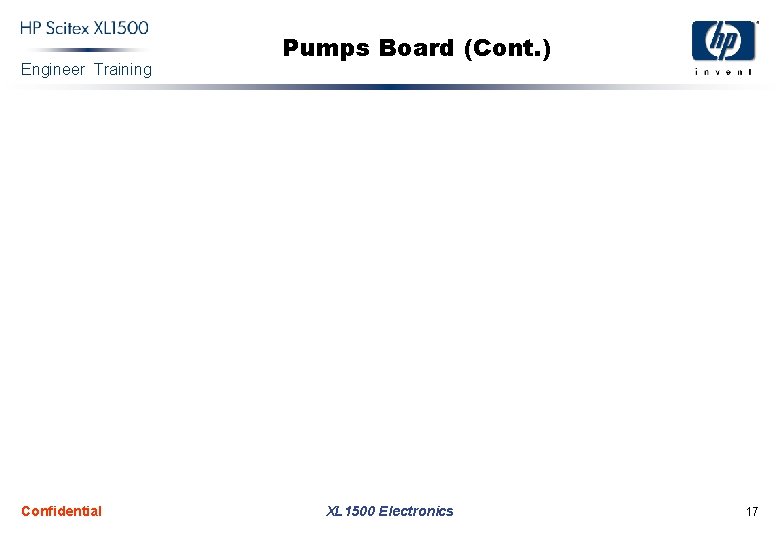 Engineer Training Confidential Pumps Board (Cont. ) XL 1500 Electronics 17 
