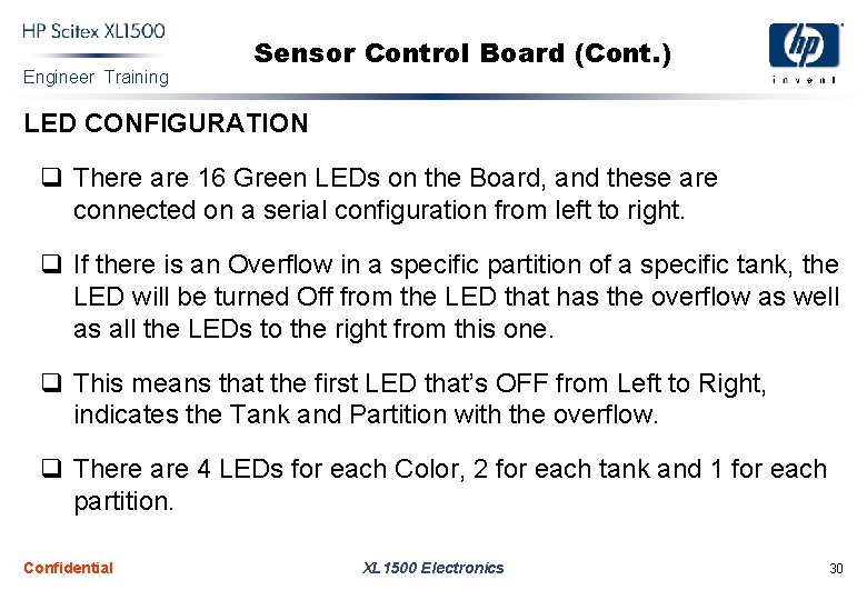 Engineer Training Sensor Control Board (Cont. ) LED CONFIGURATION q There are 16 Green