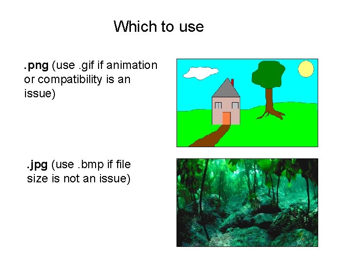 Which to use. png (use. gif if animation or compatibility is an issue) .