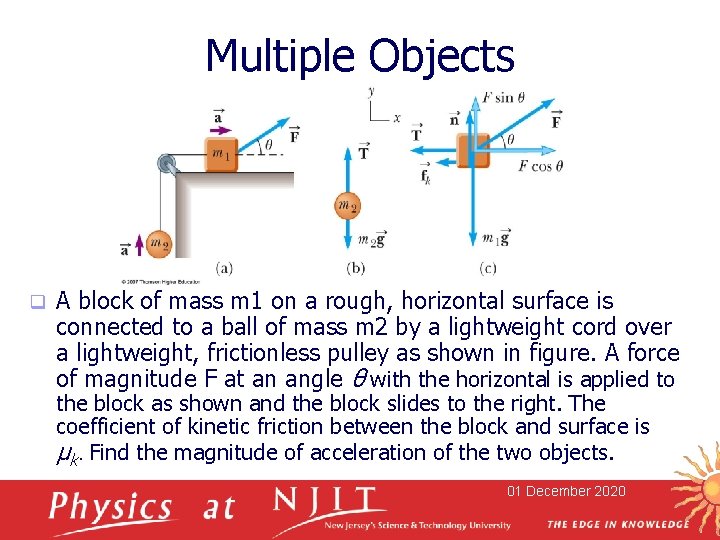 Multiple Objects q A block of mass m 1 on a rough, horizontal surface