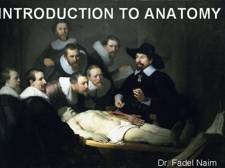 INTRODUCTION TO ANATOMY Dr. Fadel Naim INTRODUCTION TO ANATOMY Dr. Fadel Naim