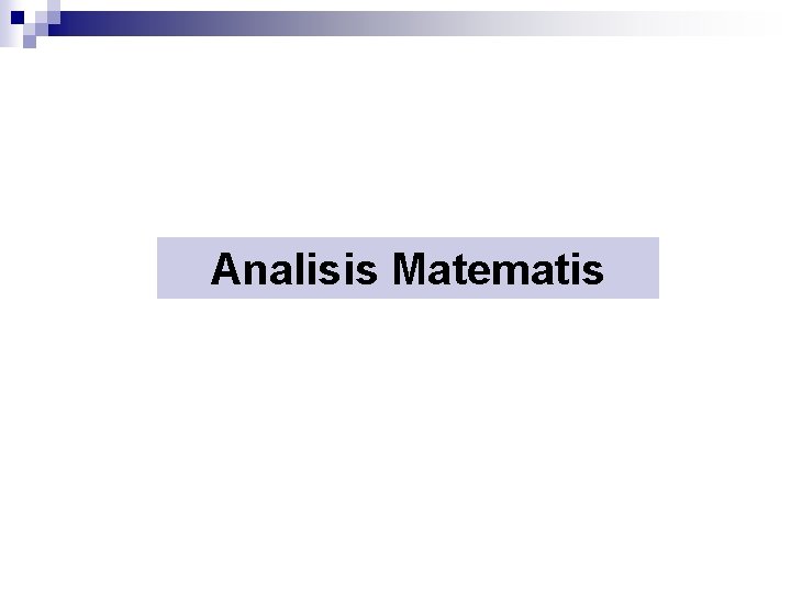 Analisis Matematis 