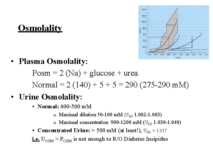 Osmolality • Plasma Osmolality: Posm = 2 (Na) + glucose + urea Normal = Osmolality • Plasma Osmolality: Posm = 2 (Na) + glucose + urea Normal =