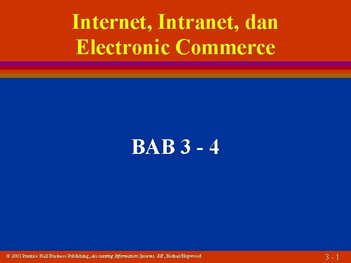 Internet, Intranet, dan Electronic Commerce BAB 3 - 4 2001 Prentice Hall Business Publishing,