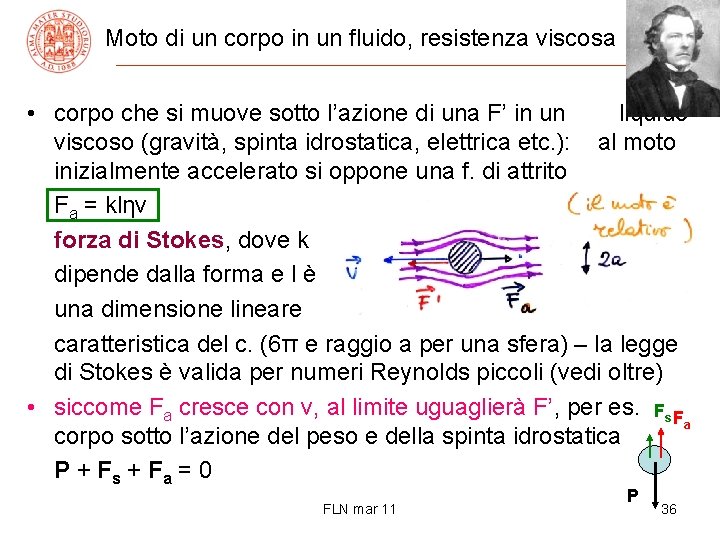 Moto di un corpo in un fluido, resistenza viscosa • corpo che si muove