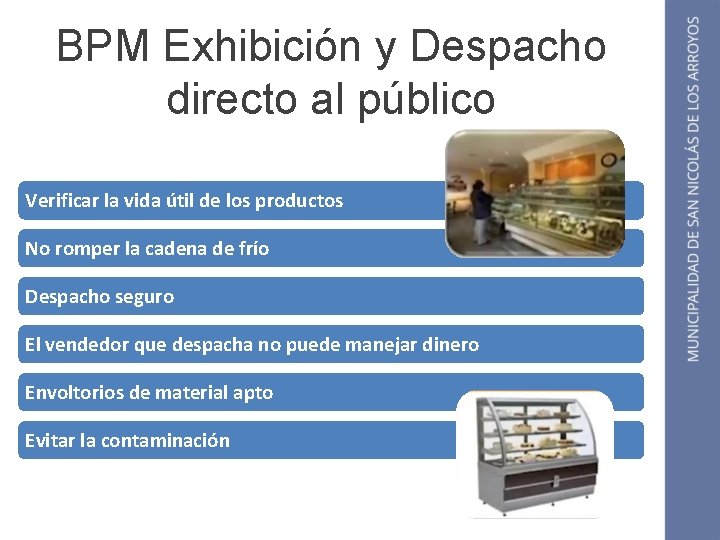 BPM Exhibición y Despacho directo al público Verificar la vida útil de los productos