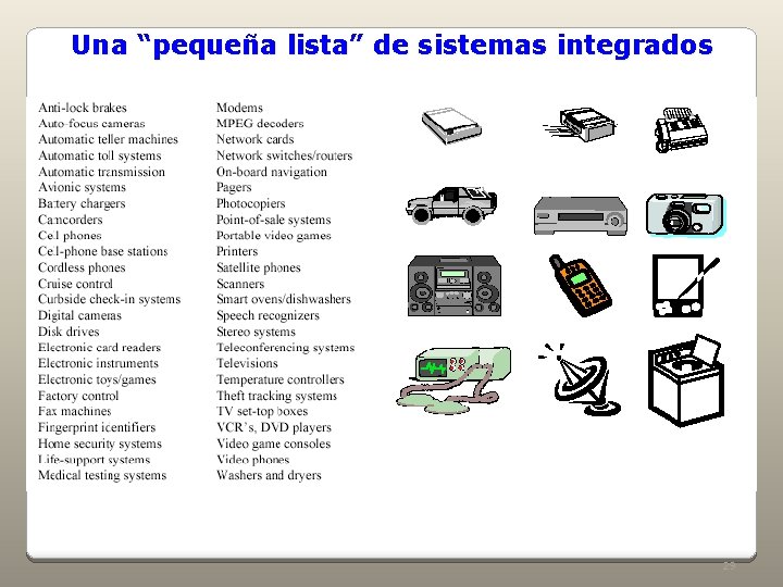 Una “pequeña lista” de sistemas integrados 29 Una “pequeña lista” de sistemas integrados 29