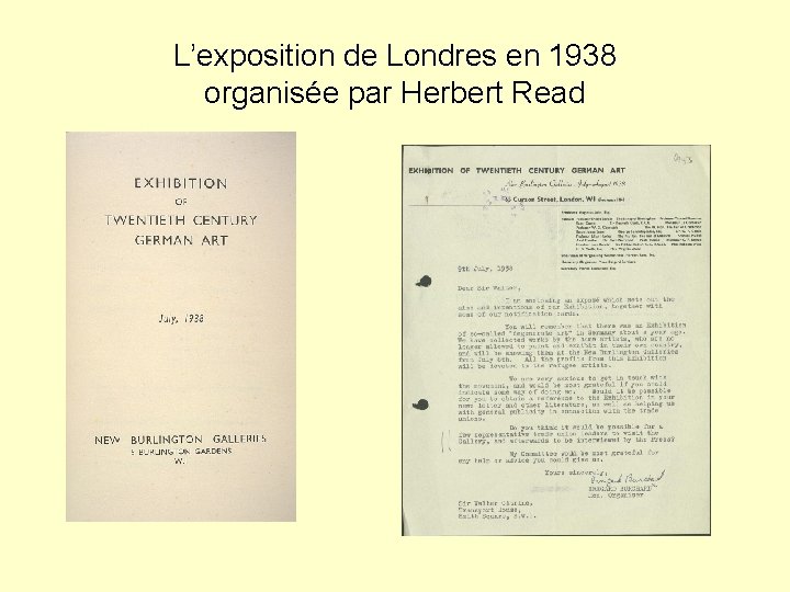 L’exposition de Londres en 1938 organisée par Herbert Read 