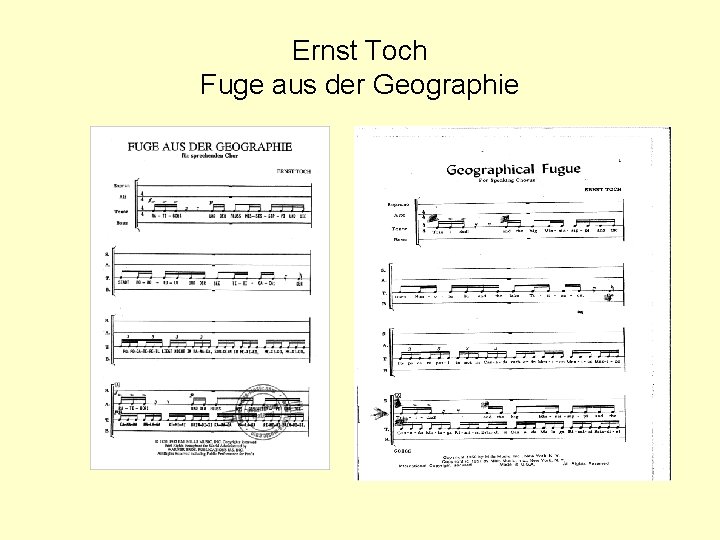 Ernst Toch Fuge aus der Geographie 