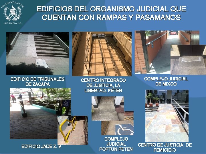 EDIFICIOS DEL ORGANISMO JUDICIAL QUE CUENTAN CON RAMPAS Y PASAMANOS EDIFICIO DE TRIBUNALES DE