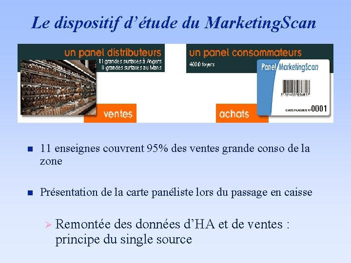 Le dispositif d’étude du Marketing. Scan n 11 enseignes couvrent 95% des ventes grande