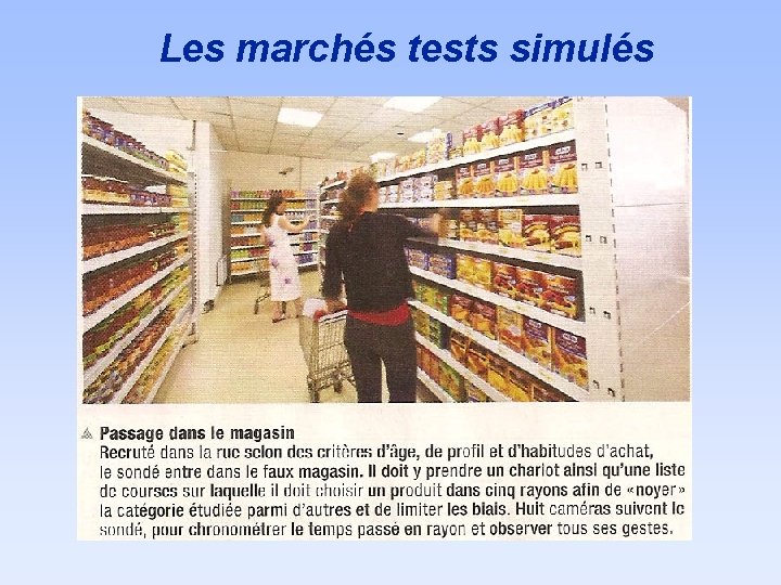 Les marchés tests simulés 