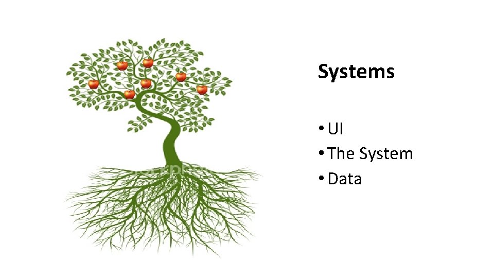 Systems • UI • The System • Data 