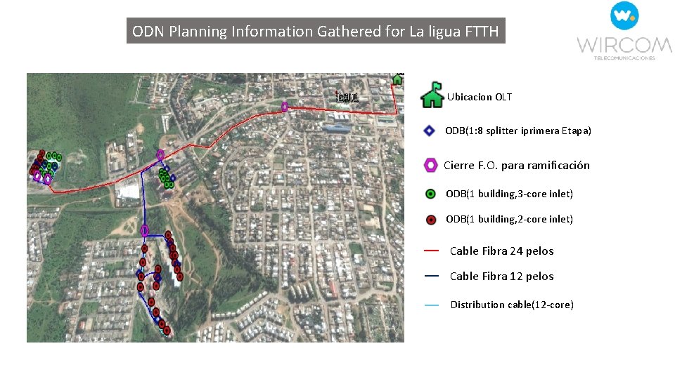 ODN Planning Information Gathered for La ligua FTTH Ubicacion OLT ODB(1: 8 splitter iprimera