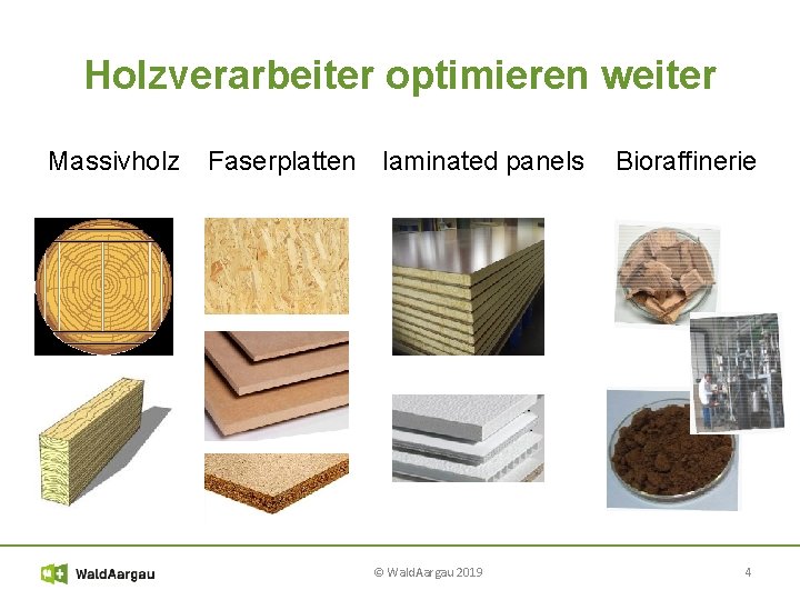 Holzverarbeiter optimieren weiter Massivholz Faserplatten laminated panels © Wald. Aargau 2019 Bioraffinerie 4 
