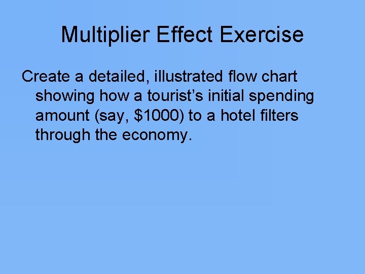 Multiplier Effect Exercise Create a detailed, illustrated flow chart showing how a tourist’s initial