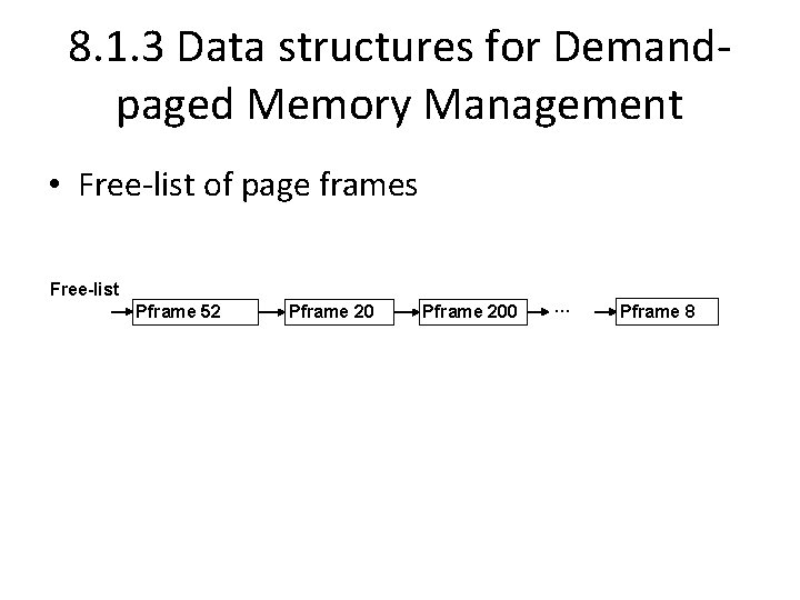 8. 1. 3 Data structures for Demandpaged Memory Management • Free-list of page frames