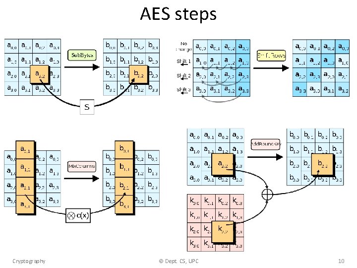 AES steps Cryptography © Dept. CS, UPC 10 