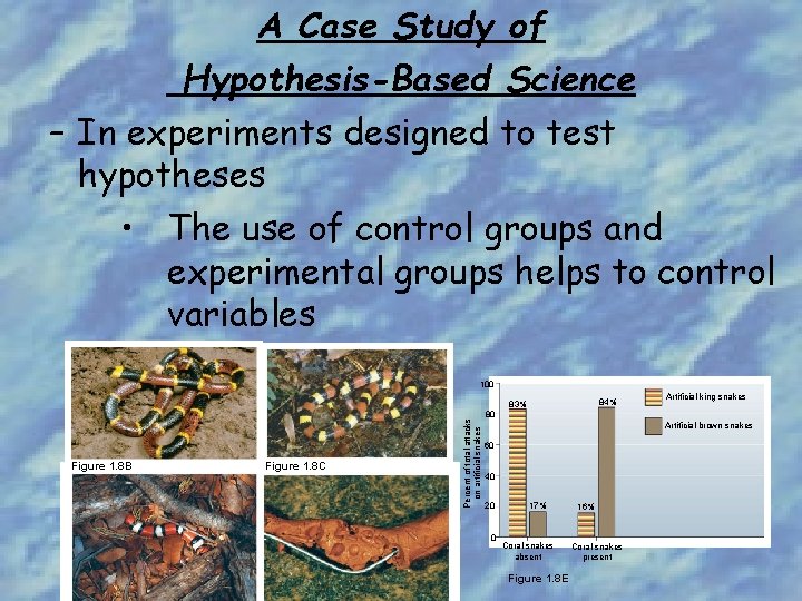 A Case Study of Hypothesis-Based Science – In experiments designed to test hypotheses •