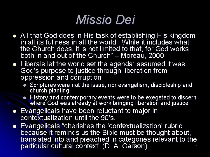 Missio Dei l l All that God does in His task of establishing His