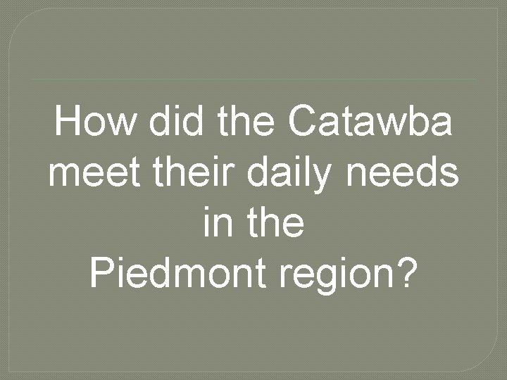 How did the Catawba meet their daily needs in the Piedmont region? 