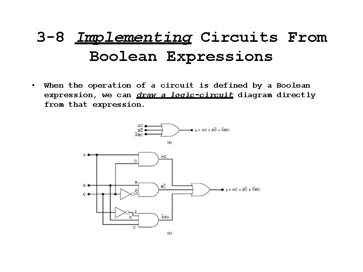 3 -8 Implementing Circuits From Boolean Expressions • When the operation of a circuit