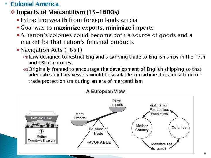  Colonial America v Impacts of Mercantilism (15 -1600 s) § Extracting wealth from