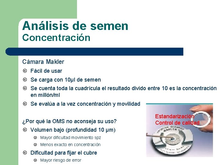 Análisis de semen Concentración Cámara Makler { Fácil de usar { Se carga con