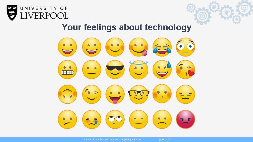 Your feelings about technology Centre for Innovation in Education cie@liverpool. ac. uk @Liv. Uni.