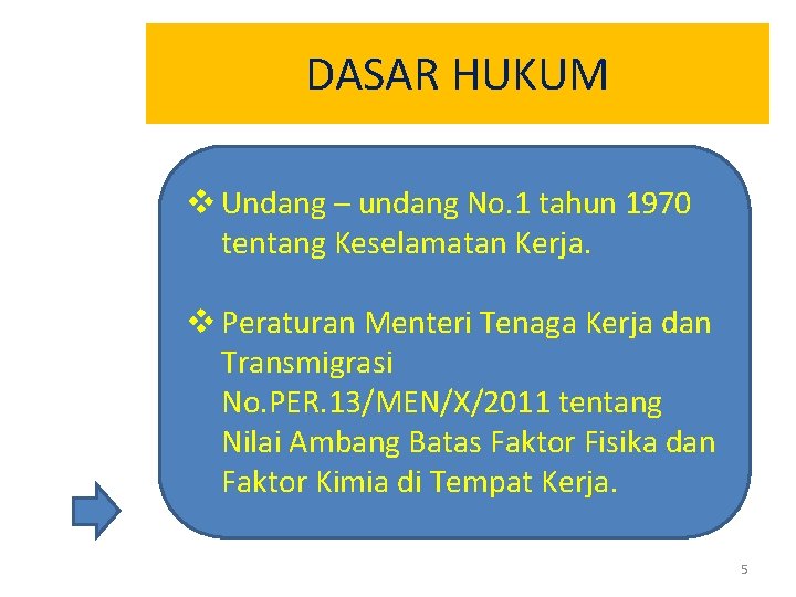 DASAR HUKUM v Undang – undang No. 1 tahun 1970 tentang Keselamatan Kerja. v DASAR HUKUM v Undang – undang No. 1 tahun 1970 tentang Keselamatan Kerja. v