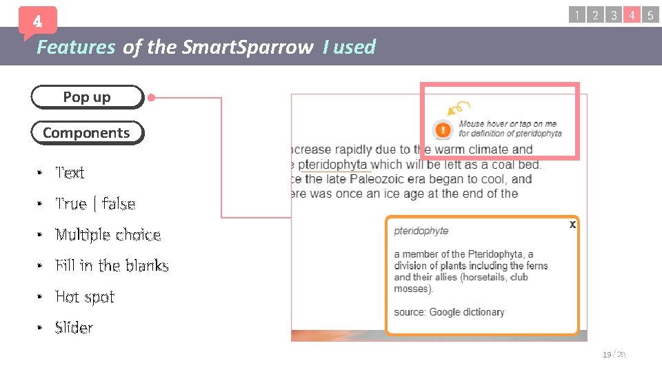 1 2 3 4 5 4 Features of the Smart. Sparrow I used Pop 1 2 3 4 5 4 Features of the Smart. Sparrow I used Pop